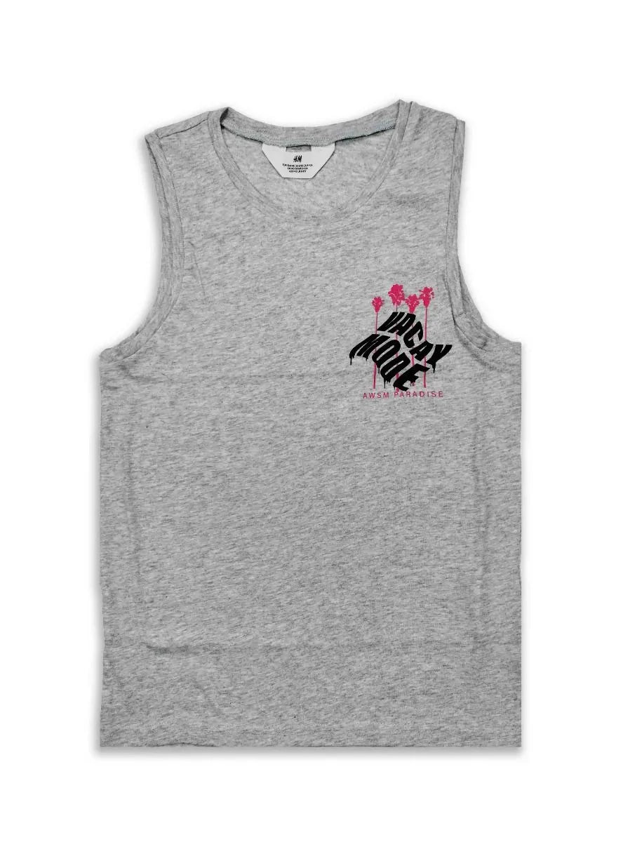 Boys Sleeveless T Shirt Grey