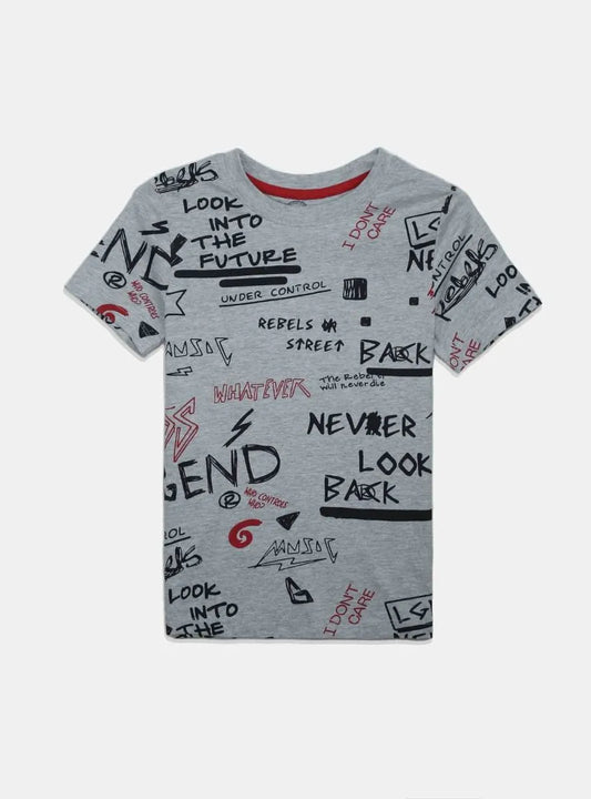 Boys Grey AOP T Shirt