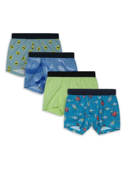 Boys Knit Stretch 4 pack Boxer Shorts