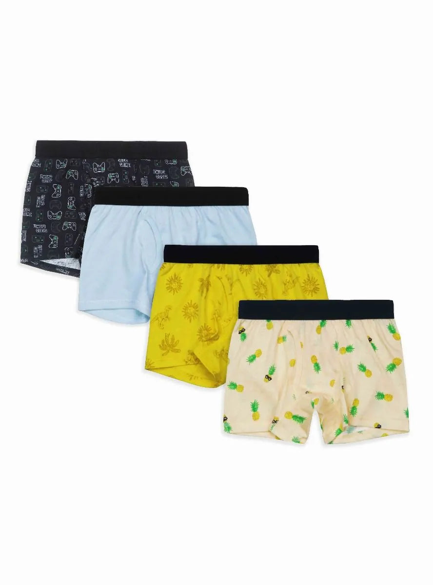 Boys Knit Stretch 4 pack Boxer Shorts