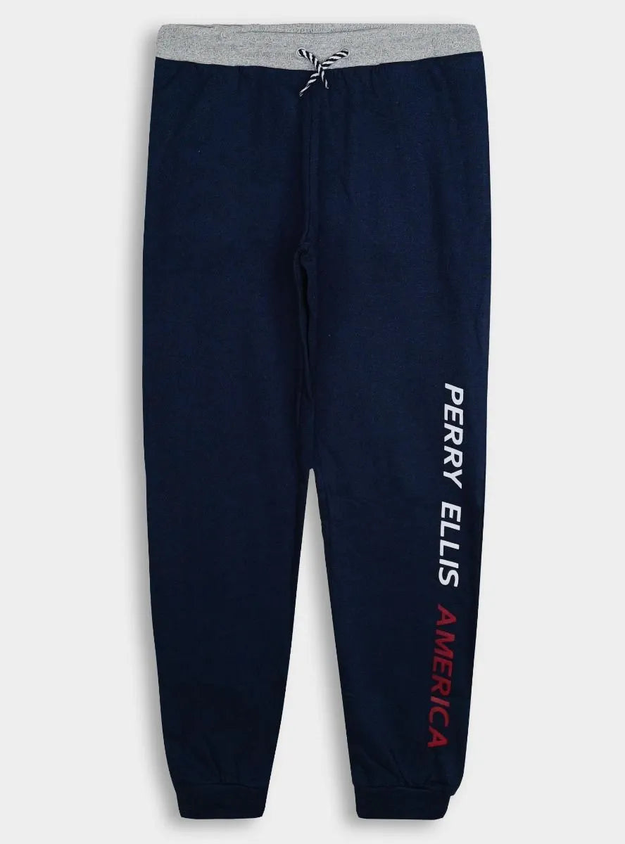 Boys Printed Fleece Navy Jogger