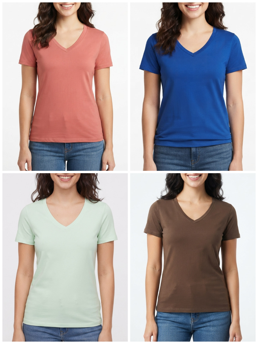 Ladies V Neck Mixed T Shirts