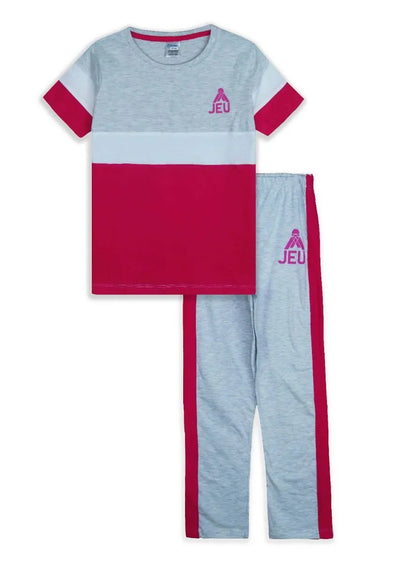 Girls Grey Fuchsia Pyjama Set