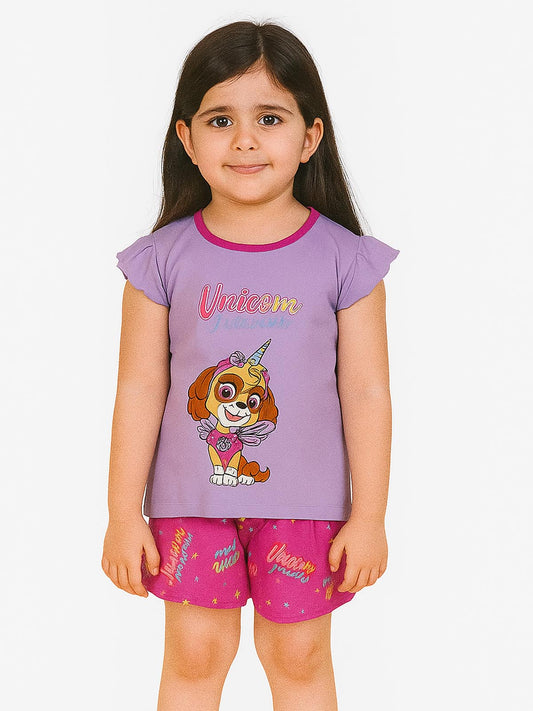 Girls Printed Shorty Set