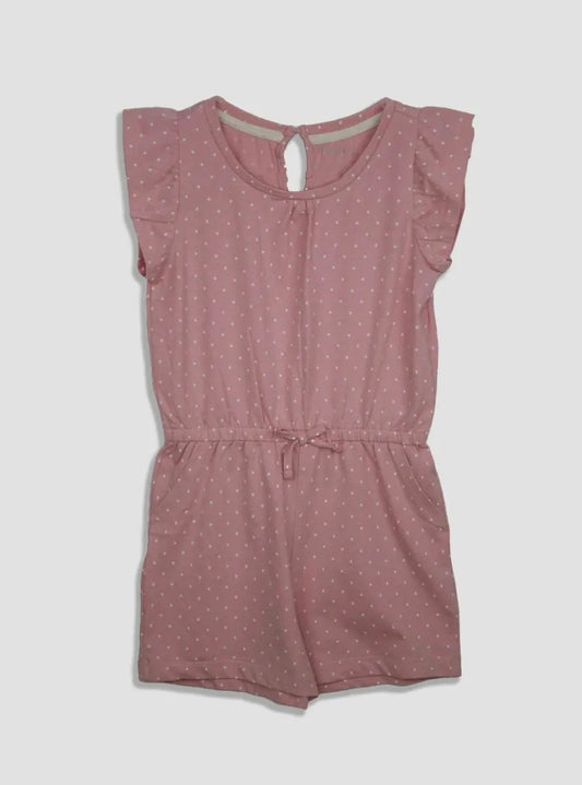 Girls Pink AOP Dungaree