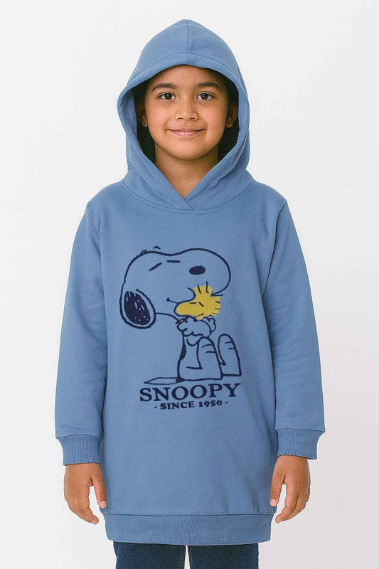 Girls Hooded Fleece Long Sweatshirt