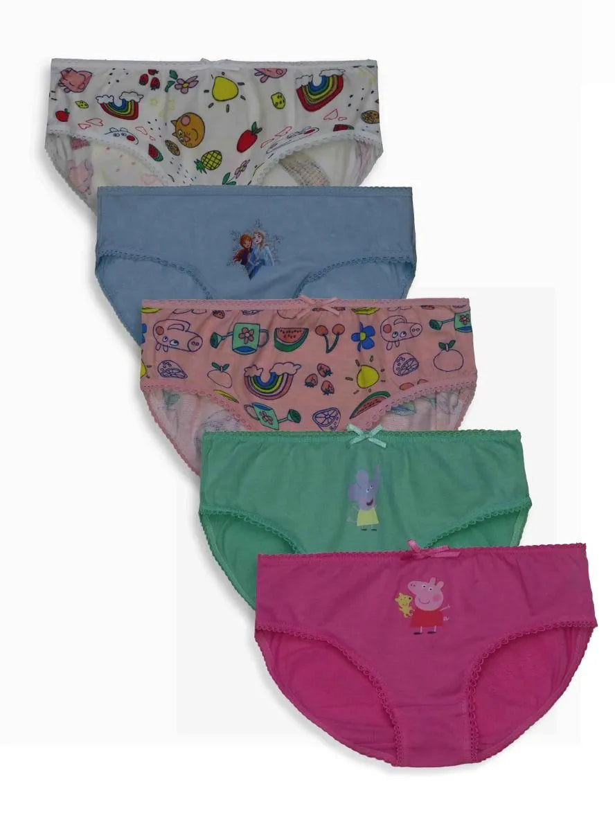 Girls Printed 5 Pack Briefs