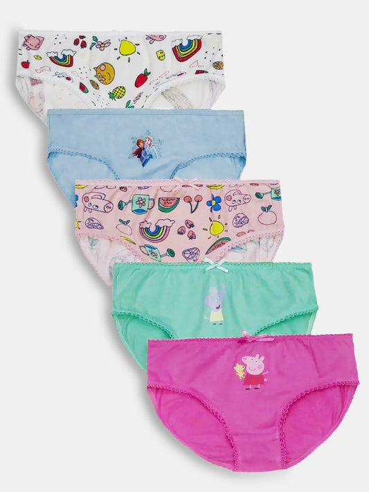 Girls Printed 5 Pack Briefs