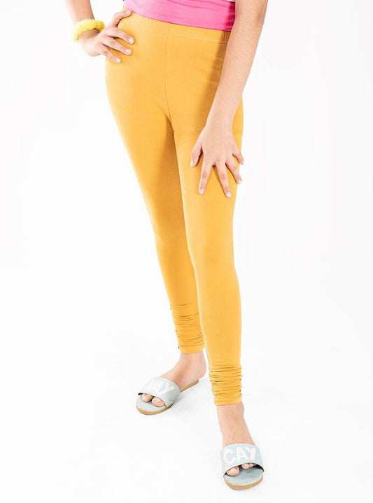 Girls Stretch Churidar Mustard Legging