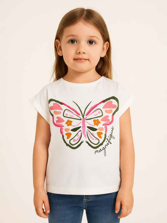 Girls Magyar Sleeve Ecru Top
