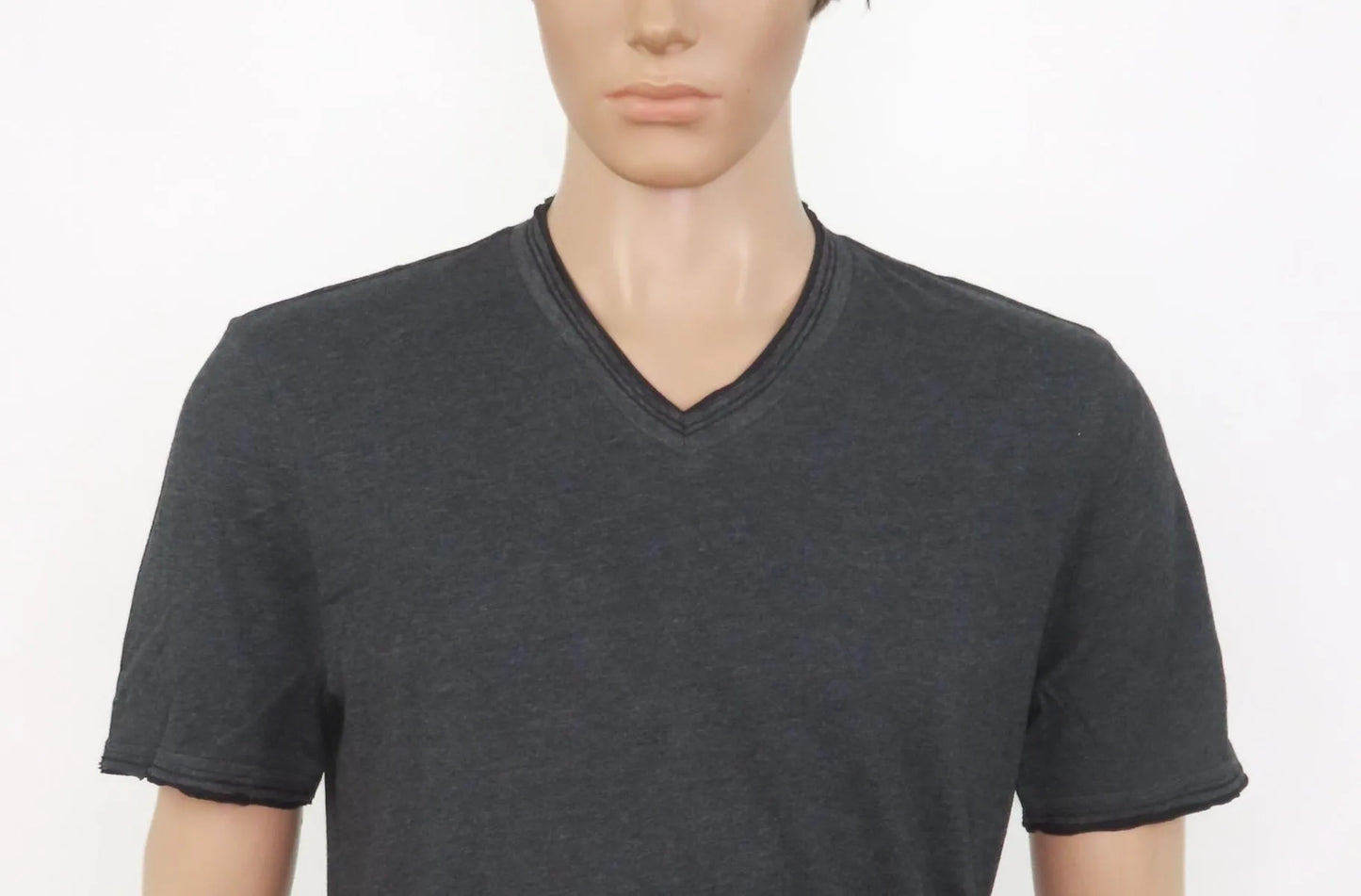 Mens V Neck T Shirt Charcoal