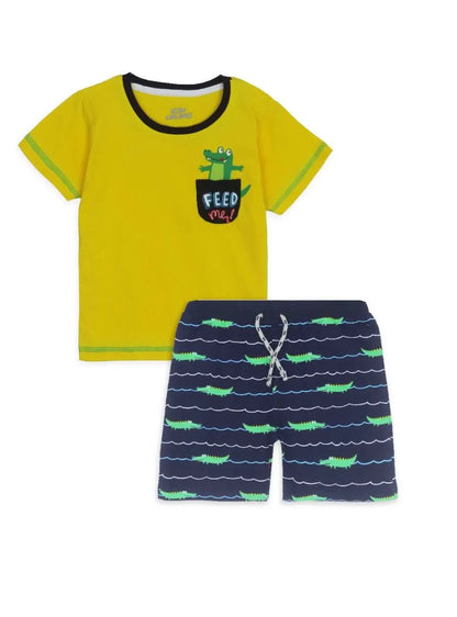 Boys Printed 2 PC Sets Yellow