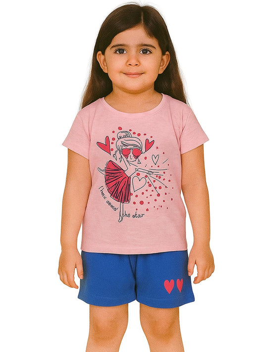 FENTASTIC Girls Printed Shorty Set