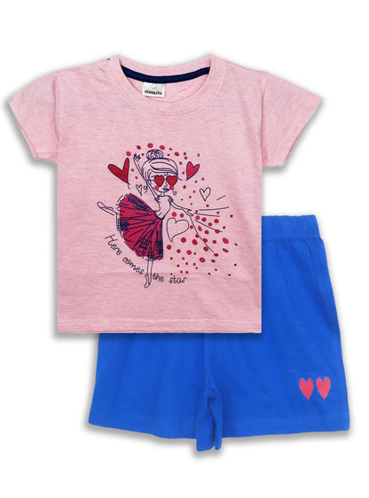 FENTASTIC Girls Printed Shorty Set