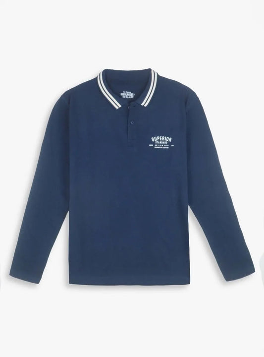 Mens Long Sleeve Navy Polo