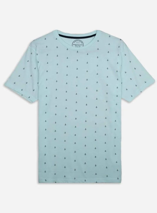 Mens Printed T Shirt Blue AOP