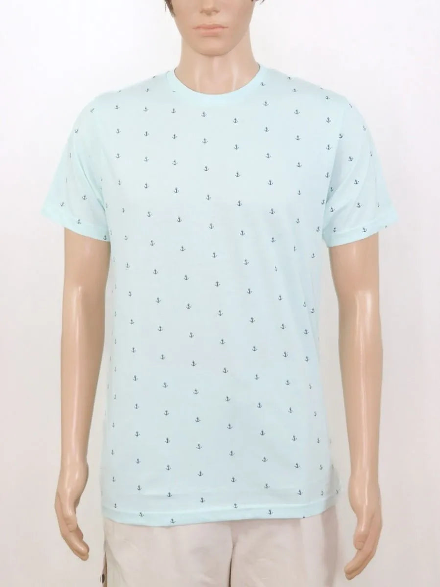 Mens Printed T Shirt Blue AOP