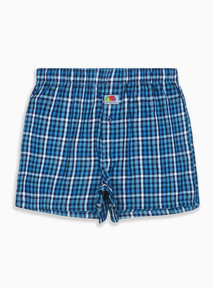 Mens 2 Pack Woven Boxer Shorts Black-White-Blue