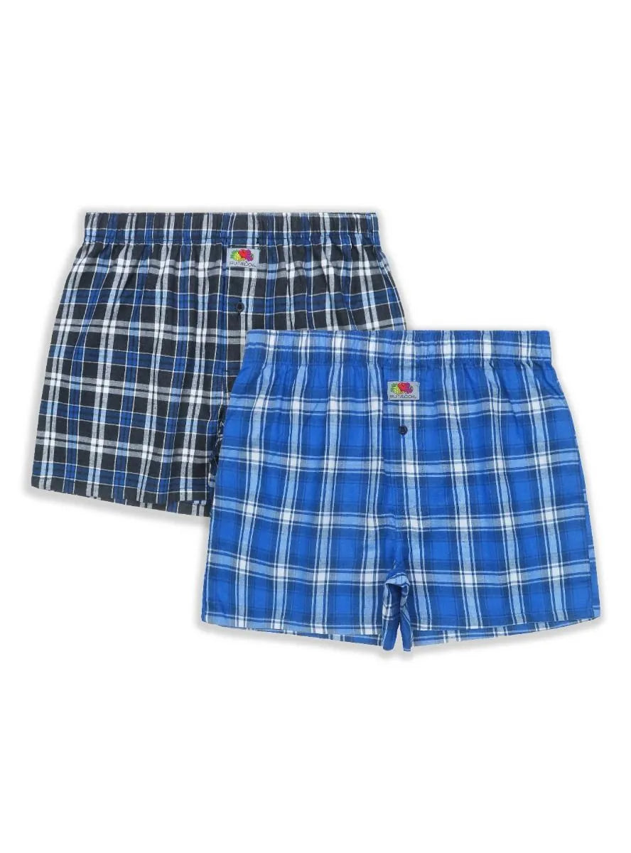 Mens 2 Pack Woven Boxer Shorts Black-Royal Blue