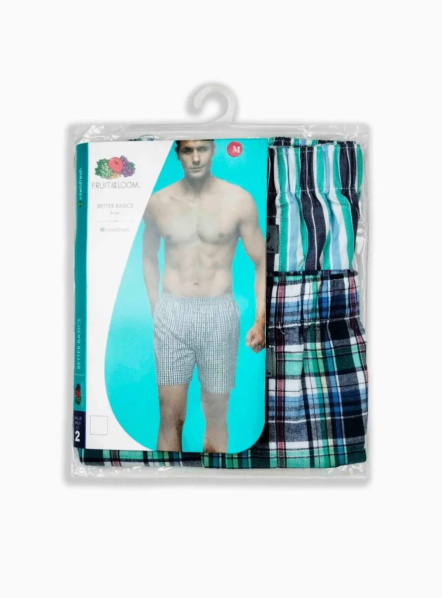 Mens 2 Pack Woven Boxer Shorts