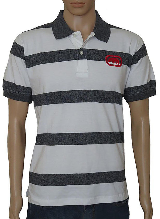 Mens Short Sleeve Striped Fancy Polo