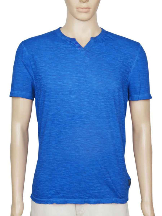 Mens Garment Dyed Y Neck T Shirt