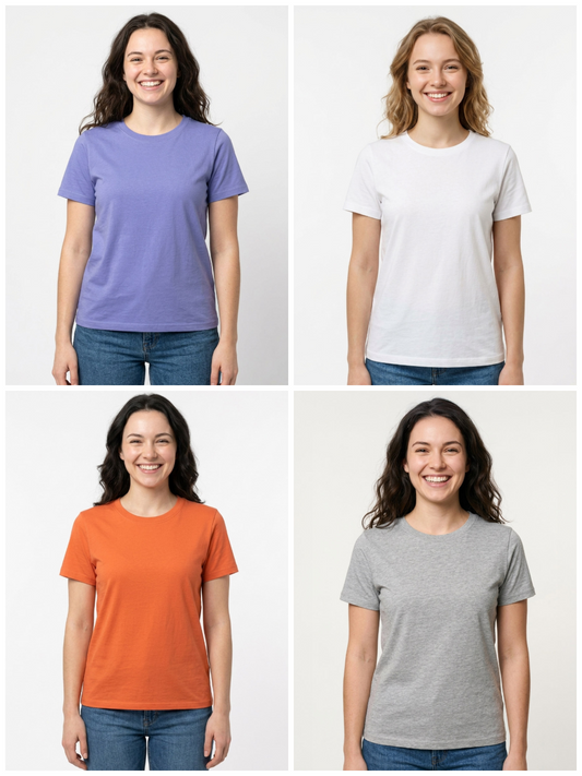 Ladies Crew Neck Mixed T Shirts