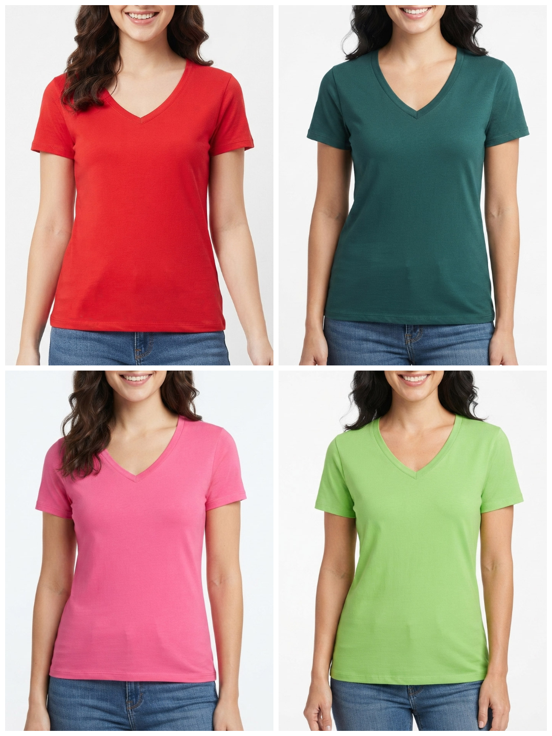 Ladies V Neck Mixed T Shirts