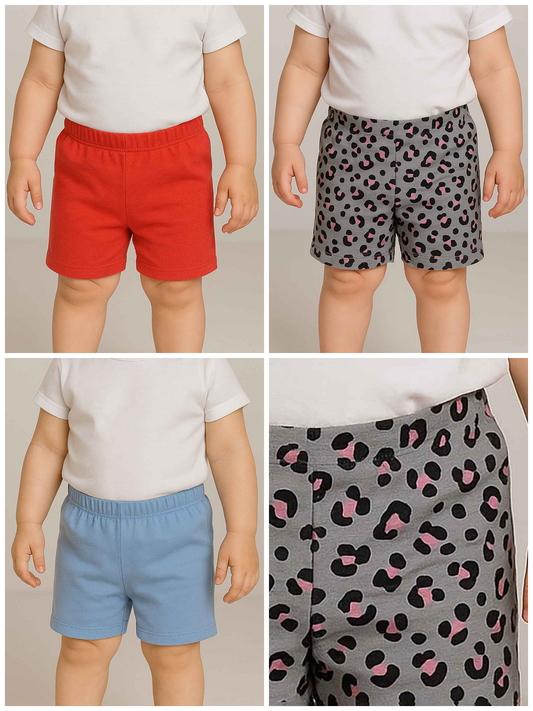 Baby Girls Knit Shorts With Frill Trims