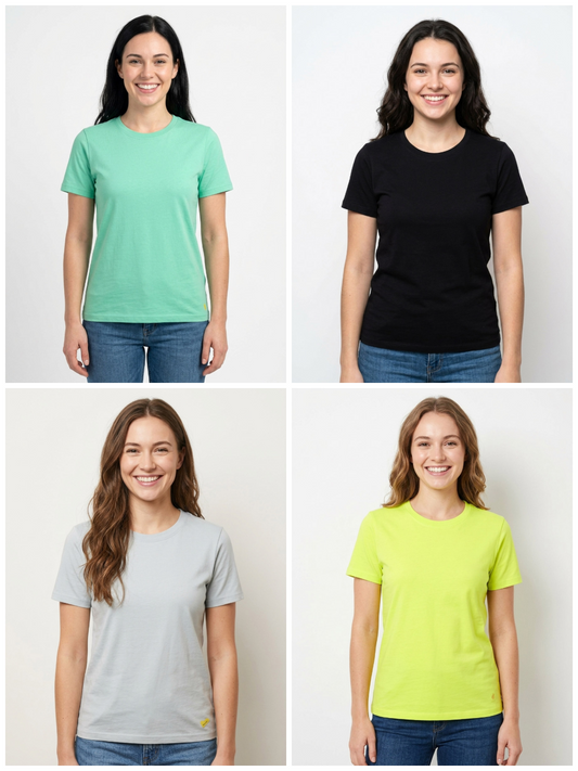Ladies Crew Neck Mixed T Shirts