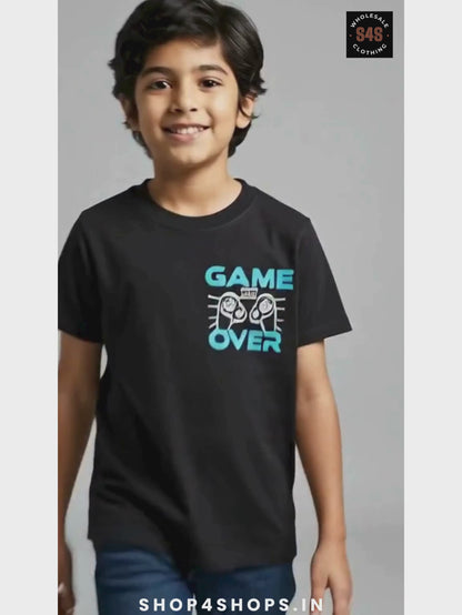 Boys Printed Black T-Shirt