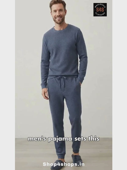 Mens Waffle Grey Pyjama Set