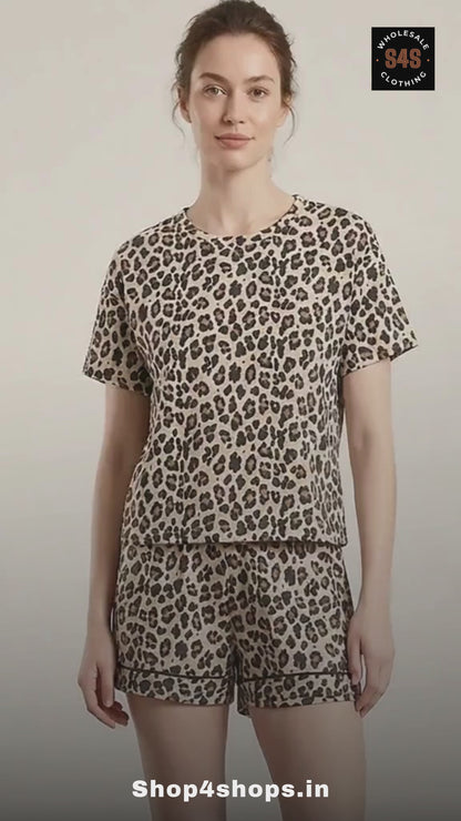 Ladies Printed Viscose Short Set
