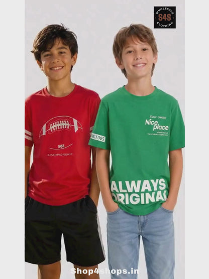 Boys Printed Green T-Shirt
