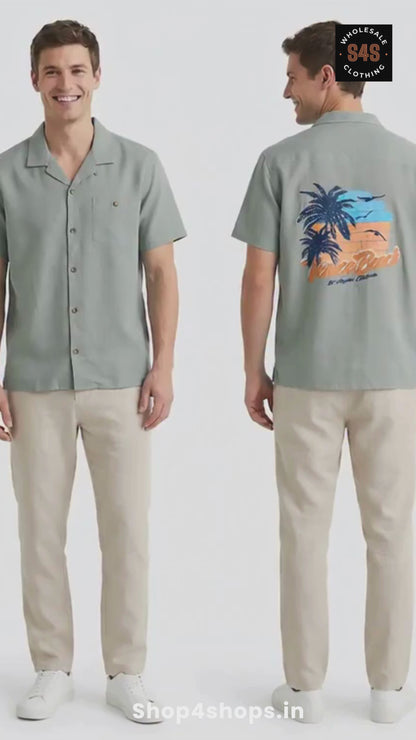 Mens Beach Outfit Blue Shirt
