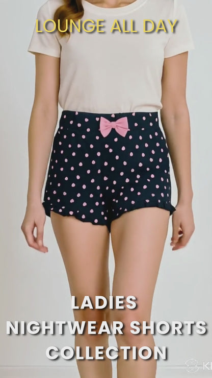 Ladies Black AOP Lounge Shorts