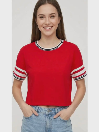 Ladies Cropped Ringer T-Shirt