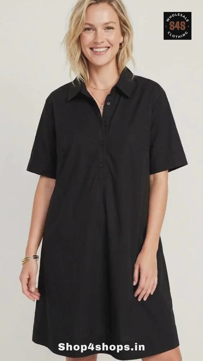Ladies Woven Black Short Dress
