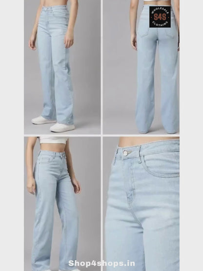 Ladies Washed Light Blue Jeans