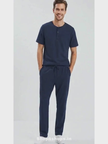 Mens Navy Pyjama Set