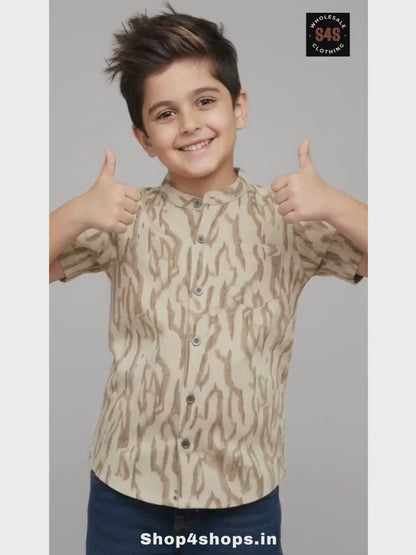 Boys Knit Chinese Collar Shirt Navy