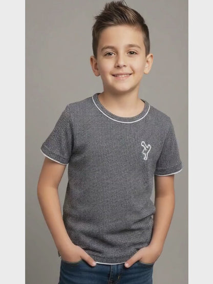 Boys Twotone Waffle T-Shirt D.Brown