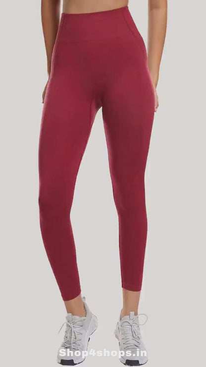 Ladies Active Wear Burgundy Leggings