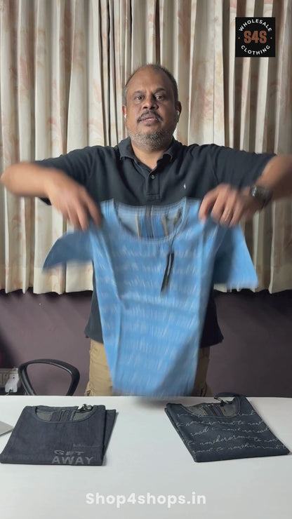 Ladies Denim Black AOP Top