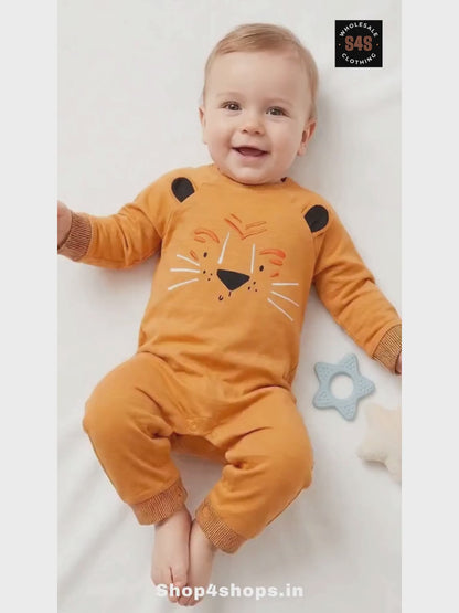 Baby Printed Mustard Playsuits