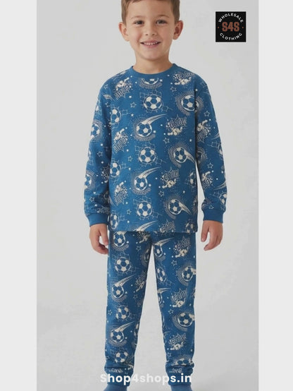Boys Black AOP Pyjama Set