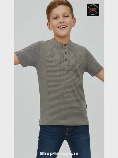 Boys Henley Neck Green T-Shirt