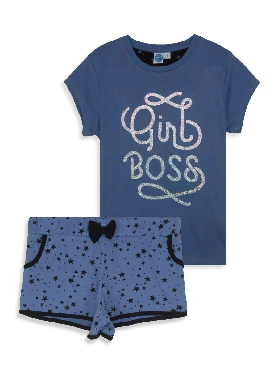 Ladies Blue Shorty Pyjama Set