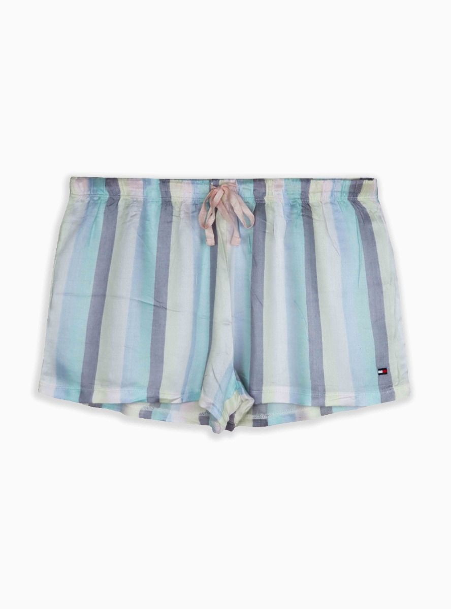 Ladies Pastal Multi Striped Woven Shorts