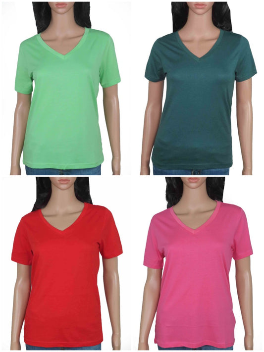 Ladies V Neck Mixed T Shirts